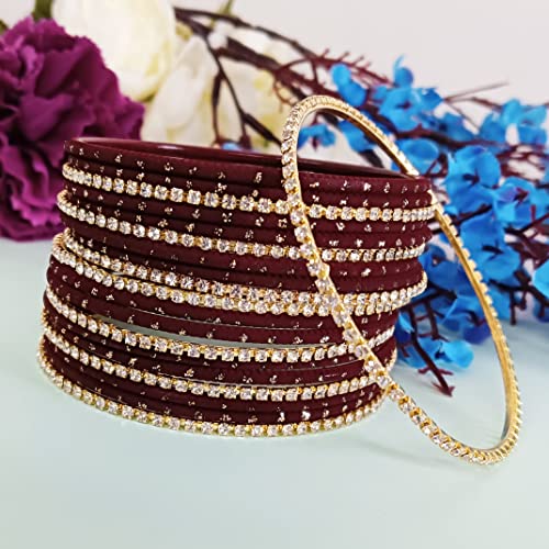 Efulgenz Rhinestone Bangles Crystal Bangles for Women Indian Bollywood Bangle Set Indian Wedding Bangles Rhinestone CZ Plain Metal Bracelet Bangle Jewelry for Women2