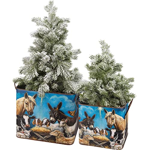 Primitives-By-Kathy-113562-Nativity-Bin-Set-of-2-925-Inch-Multicolor Primitives By Kathy 113562 Nativity Bin Set of 2 925 Inch Multicolor