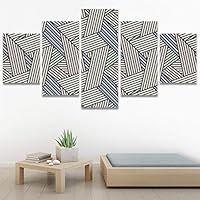 SIGNWIN 5 Panel Canvas Wall Art Modern Art Contemporary Dramatic Geometric Mixed Media Multicolor Patterns for Home Decorations Ready to Hang - 60