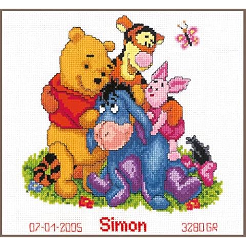 Vervaco Counted Cross Stitch: Winnie and Friends, Acrylic, Multi-Colour, 22 x 23 cm Cover