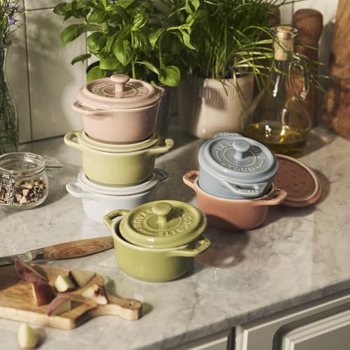 STAUB-Stoneware-Ceramic-6-pc-Mini-Round-Cocotte-Set-Macaron-Pastel-Colors