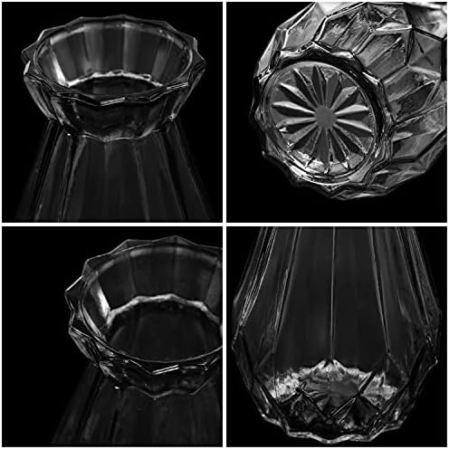 Belle Vous 2 Pack Clear Crystal Glass Vases - 15cm/5.91 Inches - Modern Decorative Cylinder Glass Flower Vase Set For Home Centrepiece and Office Decor
