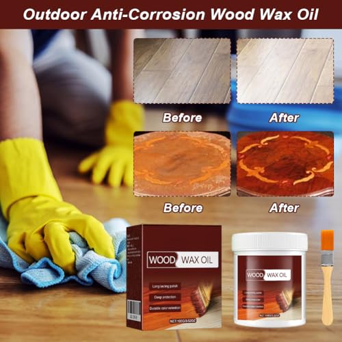 Cera de Abejas Natural,Cera para Madera,Pulimento de Cera de Abejas,Wood Wax Oil,Para el Cuidado de Muebles de Madera, Resistente Al Agua y A La AbrasióN,100 g Con Cepillo - imagen 4