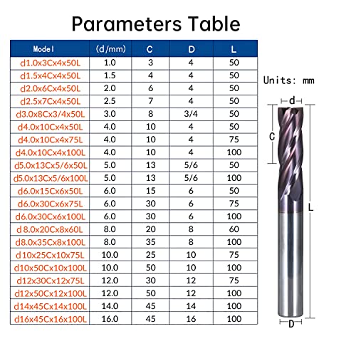 Image of XJL Carbide End Mills Set Tungsten Steel Milling Cutter 4 Flutes Nano Coating HRC 55