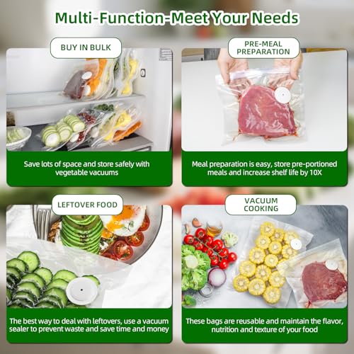 Image of 30-Piece Pack of Vacuum Sealer Bags with Air Valves (Food Grade) Reusable Vacuum Sealer Bags for Food (10 Large + 10 Medium + 10 Small) BPA-Free-Odor-Resistant