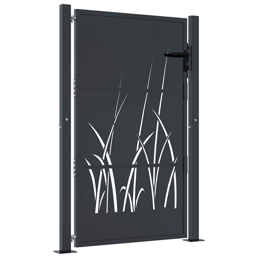 vidaXL Portail de Jardin, Barrière de Sécurité, Portillon avec Système Verrouillable, Porte de Terrasse Extérieur, Anthracite 100x150 cm Acier Conception d'herbe