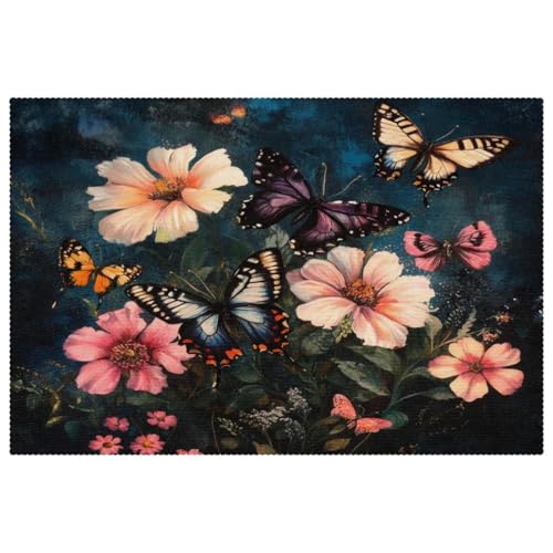 Set de table de qualité supérieure résistant à la chaleur fleurs et papillons lot de 6 - 2