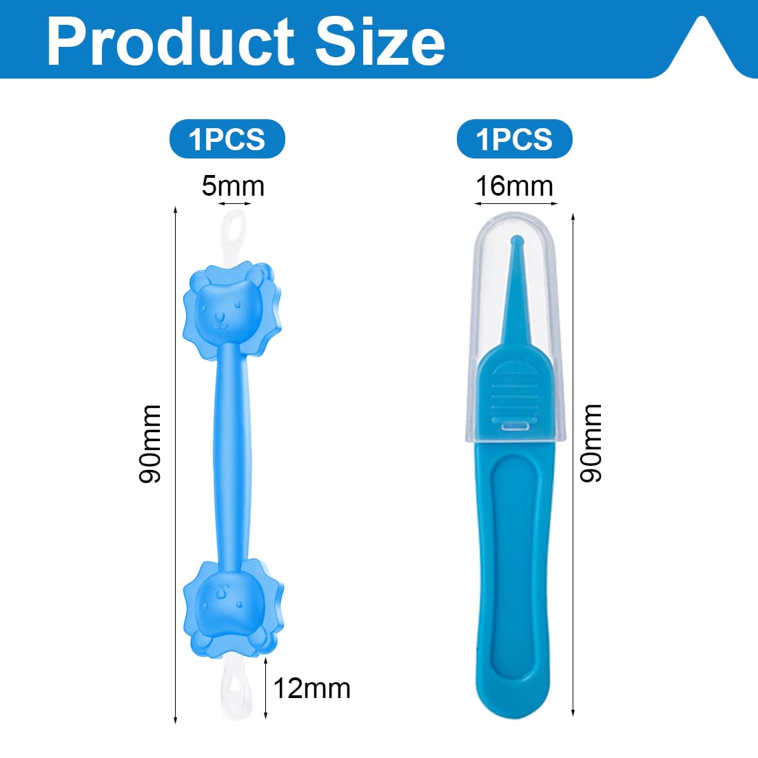 Kit de nettoyage nez-oreilles bébé, bâtonnet double embout + pince silicone pour nez et oreilles