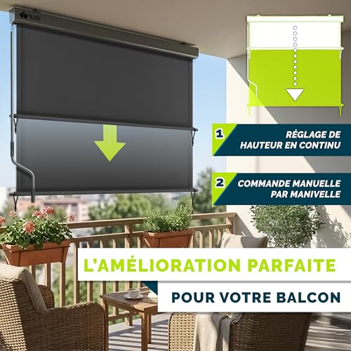 Store vertical extérieur tillvex anthracite 140x250cm pour balcon