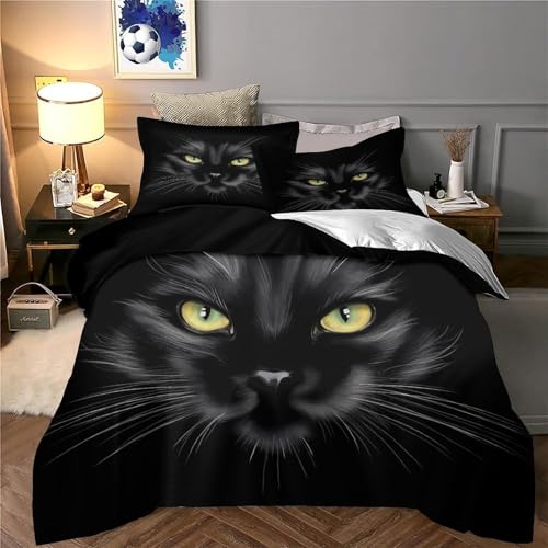 Parure de Lit Chat Noir 3D hypoallergénique et douce avec zip - 6