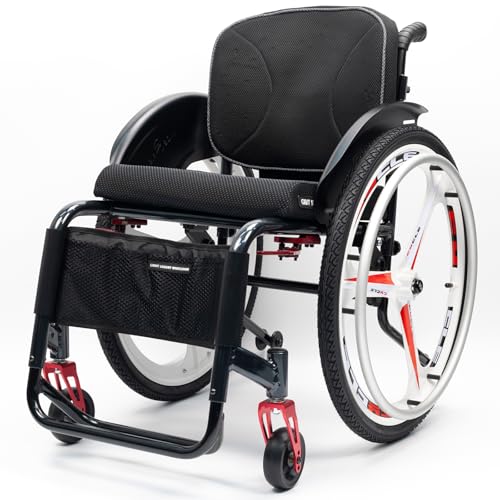 Sunyongfly Silla de ruedas para adultos,Silla de ruedas deportiva ligera,Silla de ruedas desmontable,Silla de ruedas de aluminio todo terreno,Adecuada para discapacitados, adultos, ancianos(Seat width
