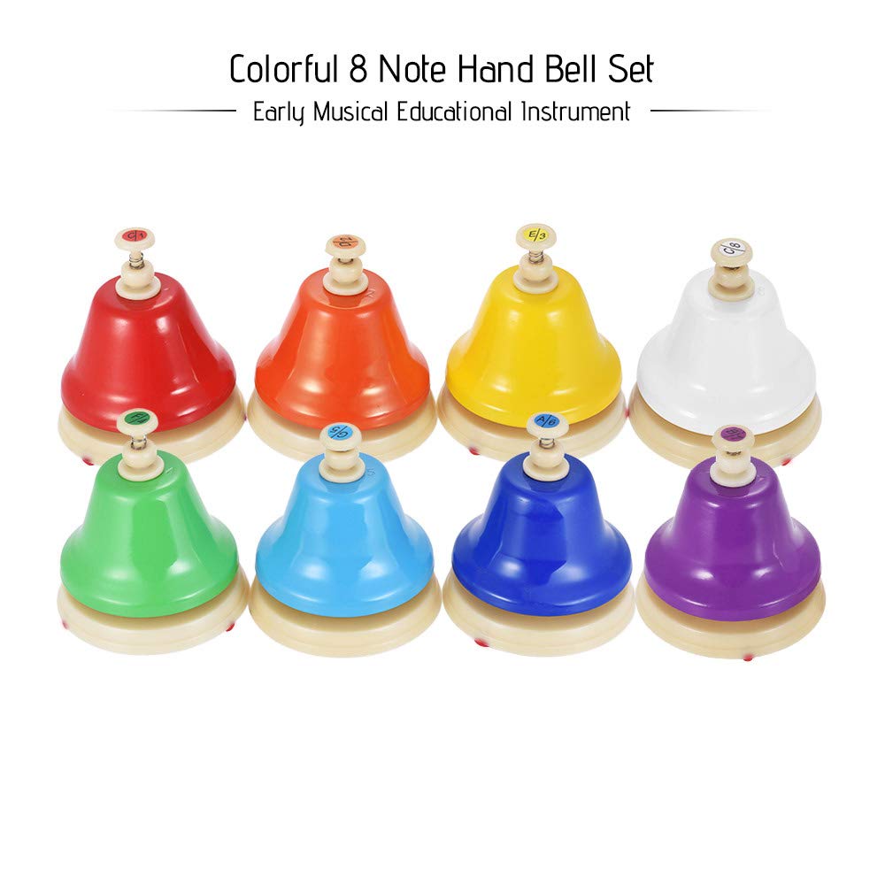 Campana a percussione 8 Note Campanelle Colorate a Mano Set di campanelli Musicali Strumento a percussione Ferro e Materiale plastico per l'educazione Musicale Antica