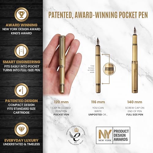 Scriveiner EDC-BRONZE-FP-M Luxury Edc Fountain Pen (Medium), Stunning Heavy Brass Pocket Pen thumb #3