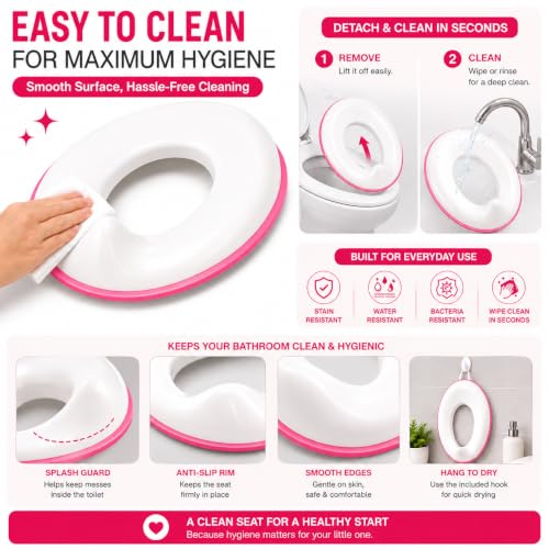 Image of Zollyss Potty Seat for Kids 2-5 Years, Portable Baby Toilet Seat Cover with Splash Guard, Non-Slip Toddler Potty Training Seat for Boys & Girls, Fits Round & Oval Western Toilets, Pink