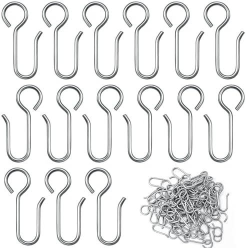 50PCS Metal Curtain Hooks - Heavy Duty S Rings for Curtains, Track ...