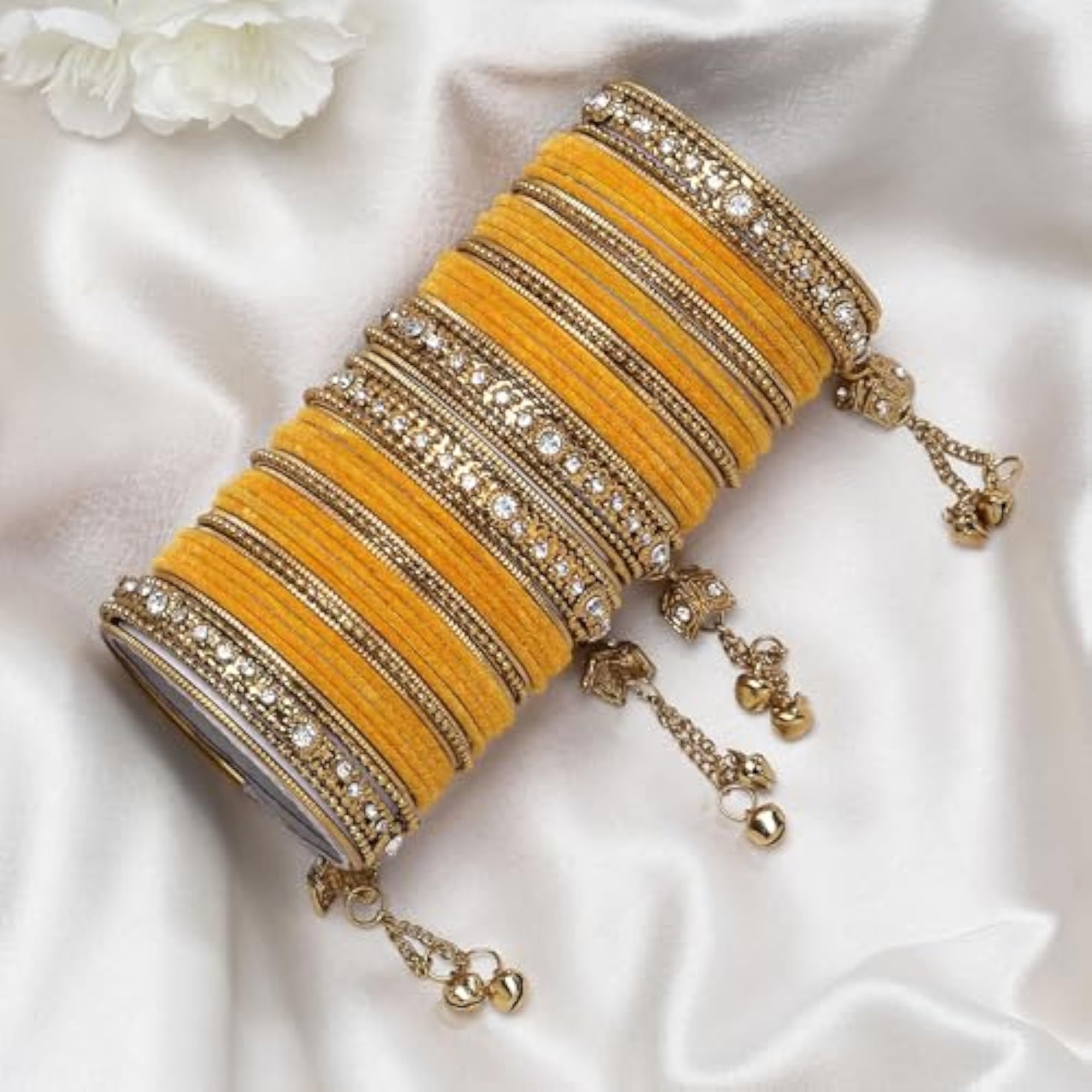 Gold-Plated Velvet American Diamond Bangles