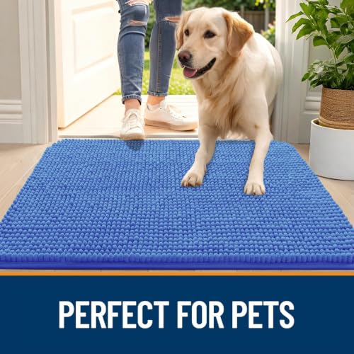 Image of OLANLY Dog Door Mat for Muddy Paws 24x16, Absorbent Chenille Mud Doormat
