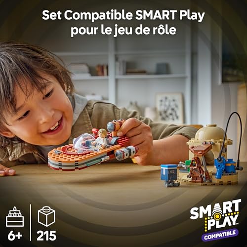 LEGO Star Wars 75420 Smart Play : Le Landspeeder de Luke - Set Compatible - Jouet Interactif - Smart Tag & Minifigurine de Luke Skywalker - Idée Cadeau dès 6 Ans pour Garçon, Fille ou Fan Adulte