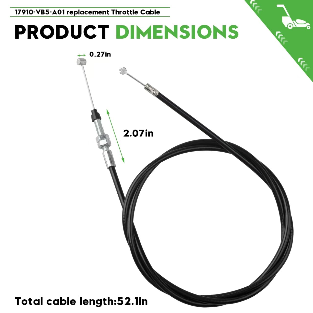 17910-VB5-A01 - Cable de acelerador de repuesto para Honda, compatible con cortacésped Honda HRA214, HRA215, HRA216, HRC215, HRC215K1, HRC216, HRC316, HRC216K1, sustituye a 17910-Va4-800, Sta. ens 290