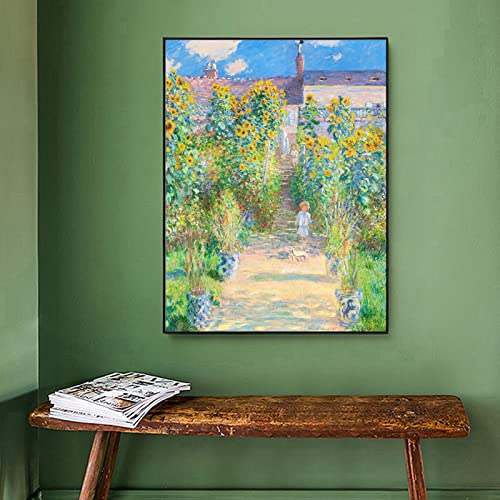Claude Monet Canvas Wall Art - The Artists Garden At Vtheuil Poster - Fine Art Print - Oil Painting Reproduction - Nature Pictures Cool Wall Decor For Living Room Bedroom Unframed (9X12In/23X30Cm) #TOP4