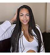 24 Inch Crochet Box Braids Pre Looped Dark Brown Box braid Crochet Hair 144 Strands 1/3 Inch Wide...