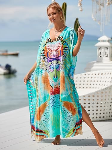 Image of Kaftan Dresses for Women Plus Size Bathing Suit Cover up Caftan Maxi Beach Dresses