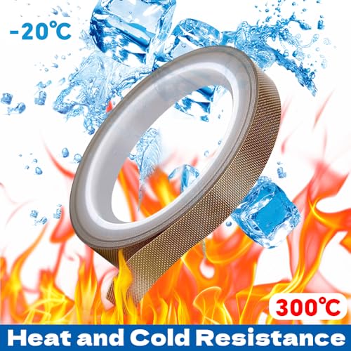 Jyvex Teflonband Selbstklebend,13mm x 15m Teflon Klebeband Hitzebeständiges,PTFE Hochtemperatur Klebeband für Vakuumiere,Hand- und Impulsversiegelungen