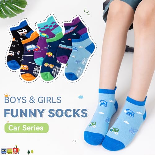 Image of Eyean Kids Ankle Cotton Socks Cute Animal Pattern Soft Non Slip Boys Girls No Show Socks 6 Pairs