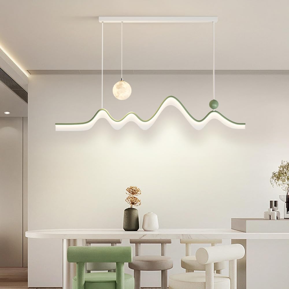 Dekoracja domu nowoczesna lampa LED długi pasek liniowy żyrandol fala światła 3D drukowanie kultu Minimalizm Minimalizm zielony czarny oświetlenie biały sufit do jadalni sypialnia/k/długość