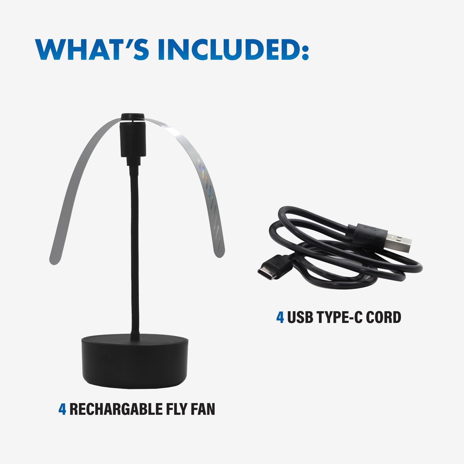 Ventilatore per alimenti ricaricabile USB-C nero FF-BK-04, accessorio da pranzo all'aperto e essenziale per barbecue, leggero con collo regolabile, accessorio da tavolo da picnic e patio