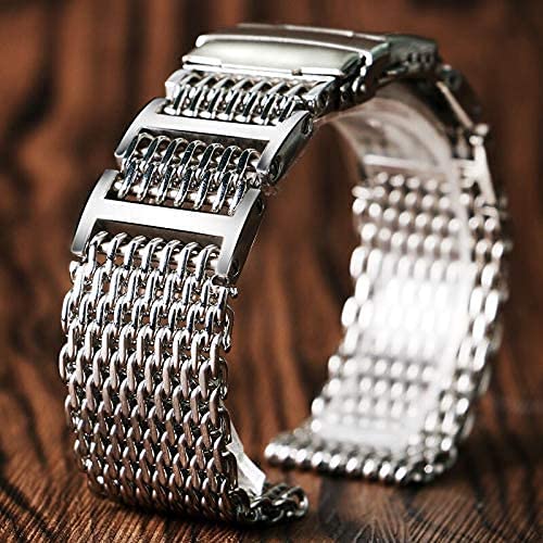 Correas de reloj 20/22/24mm malla plata acero inoxidable correa de reloj pulsera de repuesto hombres cierre plegable con correa de reloj de seguridad