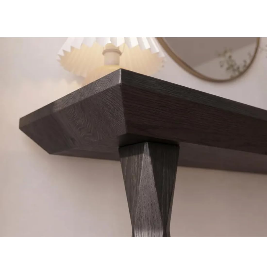 Wooden Expert 120Cm Length Premium Aesthetic Console Table with Storage | Narrow Wooden Entryway Accent Table | Solid Modern Carving Legs Design for Living Room, Hallway, Foyer, Entranc (Oak) 3