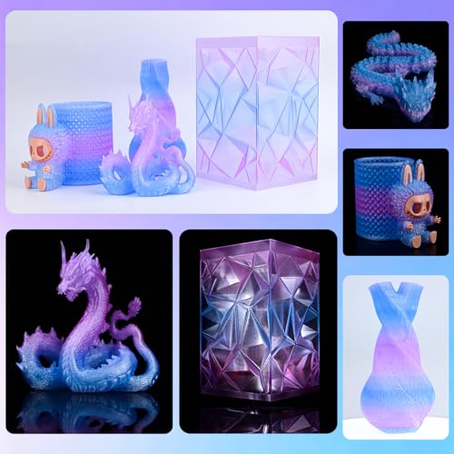 Image of OVV3D Clear PLA Filament 1.75mm, 3D Printer Filament Translucent PLA, 1kg Spool, Transparent Filament Blue Purple Gradient Color Change Low Warping & No-Bubbles, + /- 0.02 mm, Fit Most 3D Printers