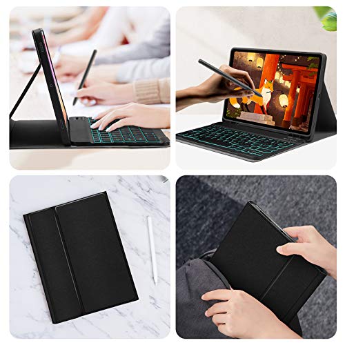 Image of JUQITECH Smart Detachable Wireless Backlit-Keyboard Case with Backlit Keyboard & S Pen Holder for Samsung-Galaxy-Tab S7 11 SM-T870 /T875 2020 Tablet [Black]