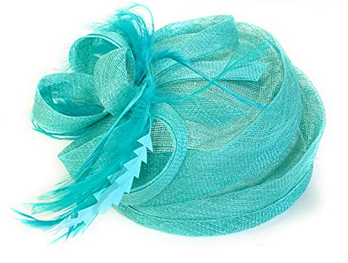 Tocado redondo Sinamay Pillbox Bodas Ascot Hatinator Races (turquesa)