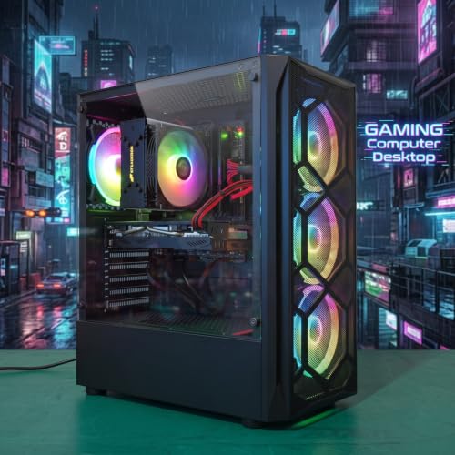 Image of STGAubron Gaming PC Desktop,Core I7-8700,RTX 2060 6G,16GB DDR4,512G SSD | Gaming Computer Tower for Streaming,Video Editing,Home,School,I7 up to 4.6GHz,ARGB Fan,WiFi 6,BT 5.2,4K DP,HDMI,Win11 Home