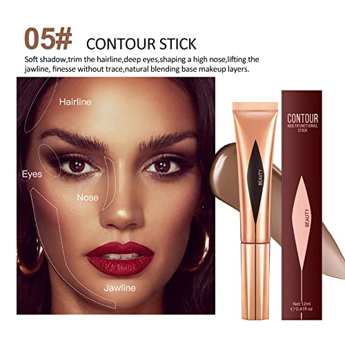 Pasnowfu Contour Beauty Wand, Face Concealer Blusher Highlighter Stick With Soft Cushion Applicator, Smooth Natural Matte Finish Contour Blush Pen, Waterproof Long-Lasting Body Face Makeup (3Pcs) #TOP3