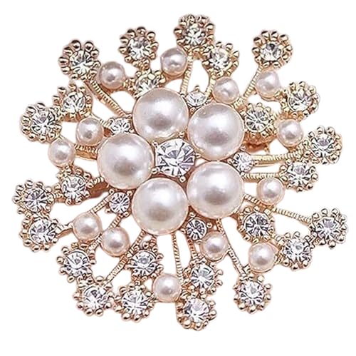 ds enterprise Elegant Pearl & Crystal Flower Brooch Pin – Sparkling Rhinestone Wedding Brooch Pin Luxury Badge Fashionable Charming for Saree, Dress, Shawl, Party & Engagement Jewelry, Gift for Women & Girls-picture-16