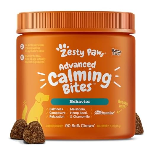 Zesty Paws Calming Chews for Dogs - for Everyday Stress, Relaxation, Composure, and Separation Bacon 90 Count