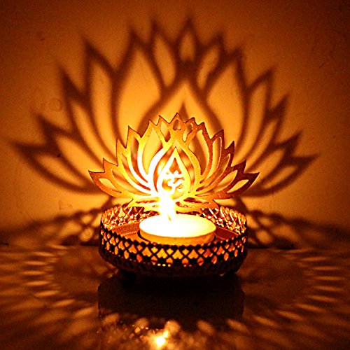 Hashcart Shadow Lotus Design Tealight Candle Stand | Holder Table Decorative Candle Holders