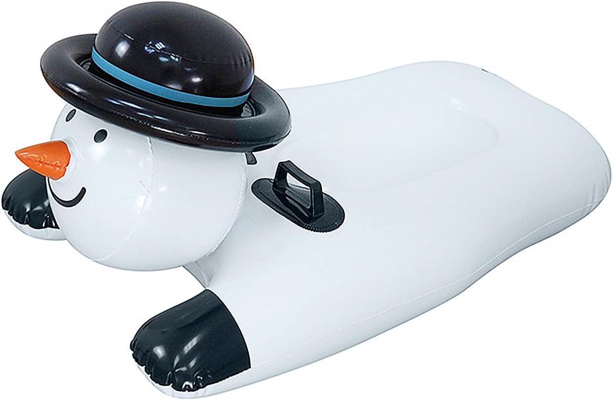 Winter Snowman Snow Tube Inflatable Snow Sled Handles Ski Board for Kids