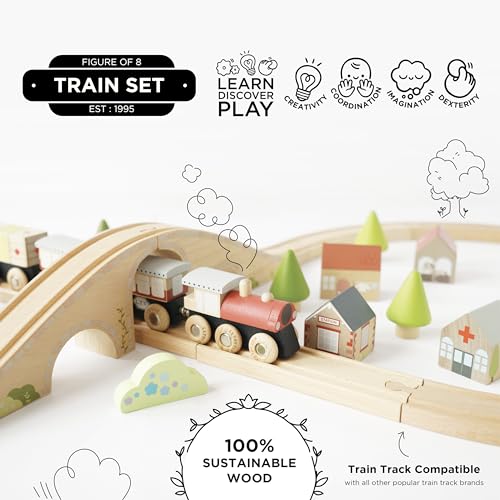 Le Toy Van Wooden Train Set including Figure of 8 Train Track, Plastic Free Set including Universal Compatible Train Track - Image 4