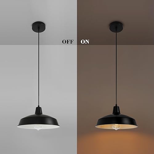 Miniatura 4 de HOCRISSON Lámpara colgante rústica de granja, lámpara de techo colgante de 1 luz negra industrial para comedor, cocina, granero, entrada, fregadero