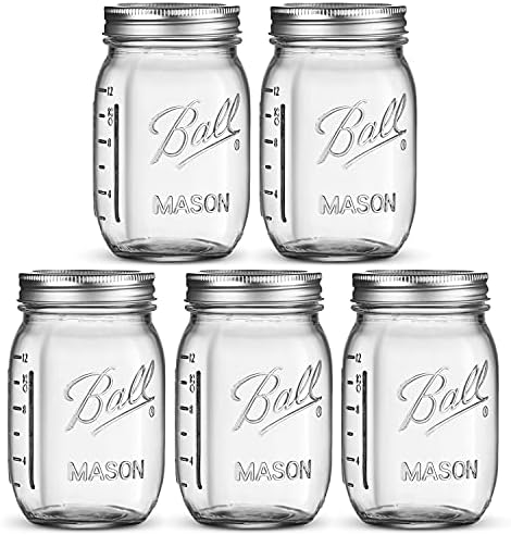 SEWANTA Regular Mouth Mason Jars 16 oz [5 Pack] With mason jar lids and Bands, mason jars 16 oz - For Canning, Fermenting, Pickling, Jar Decor - Microwave/Freeze/Dishwasher Safe Jar Opener.