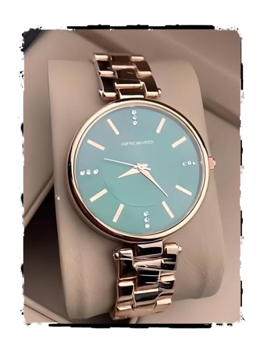 Image of AMERICANVIBER Women Analogue Wrist Watches for Women's & Girls&Miss&Ladies Diamond Studded Roman Dial Rosegold Colored Stylish Bracelet Strap (Green)
