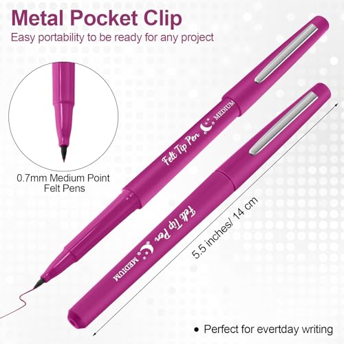 Image of Fuyoooo 36 Pcs Pink Felt Tip Pens Bulk, Quick Dry, 0.7 mm Medium Point
