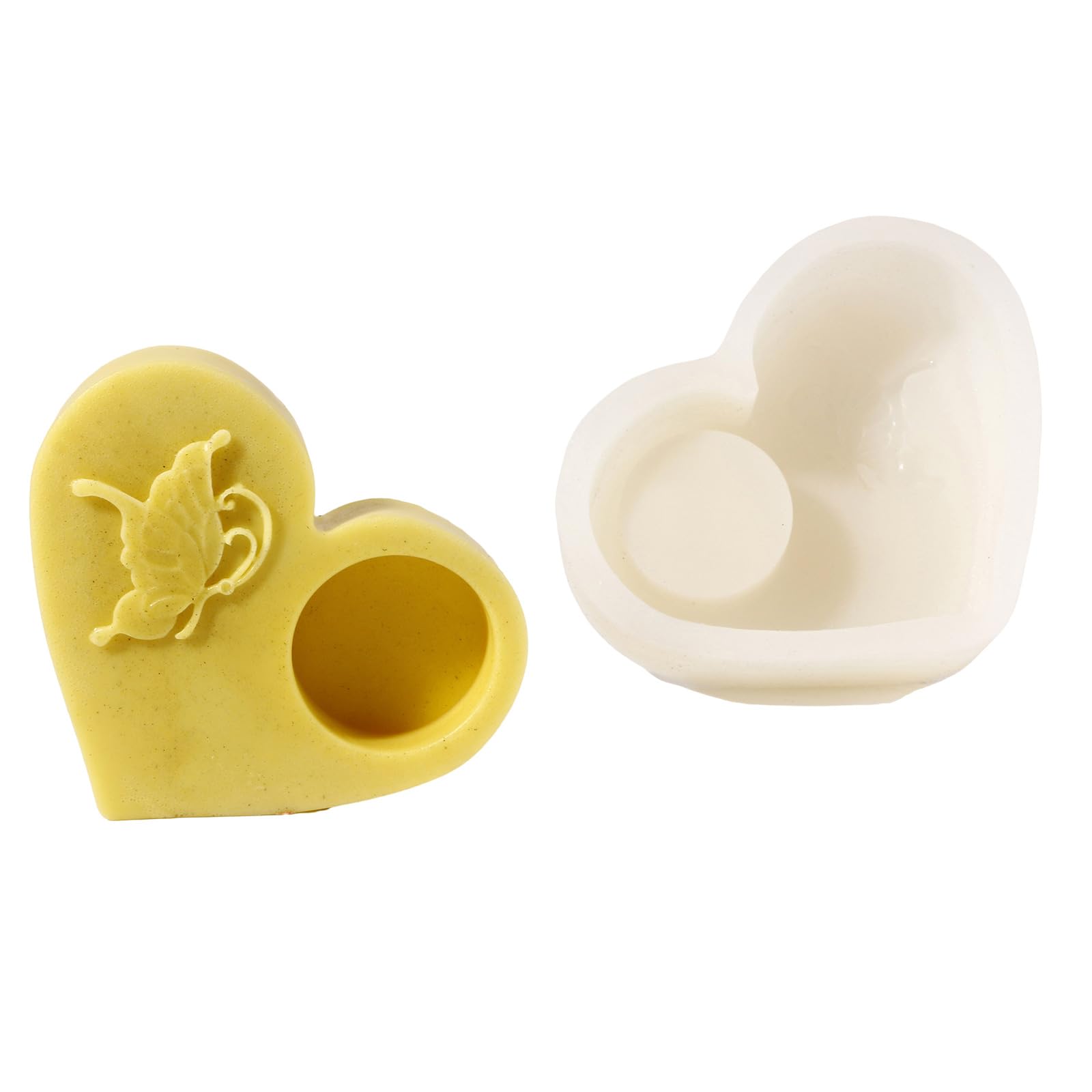 Oxxggkao Embossed Heart Shaped Silicone Holder Molds Epoxy Resin Silicone Molds for Tealight Holder Candlestick Soap Resin Epoxy