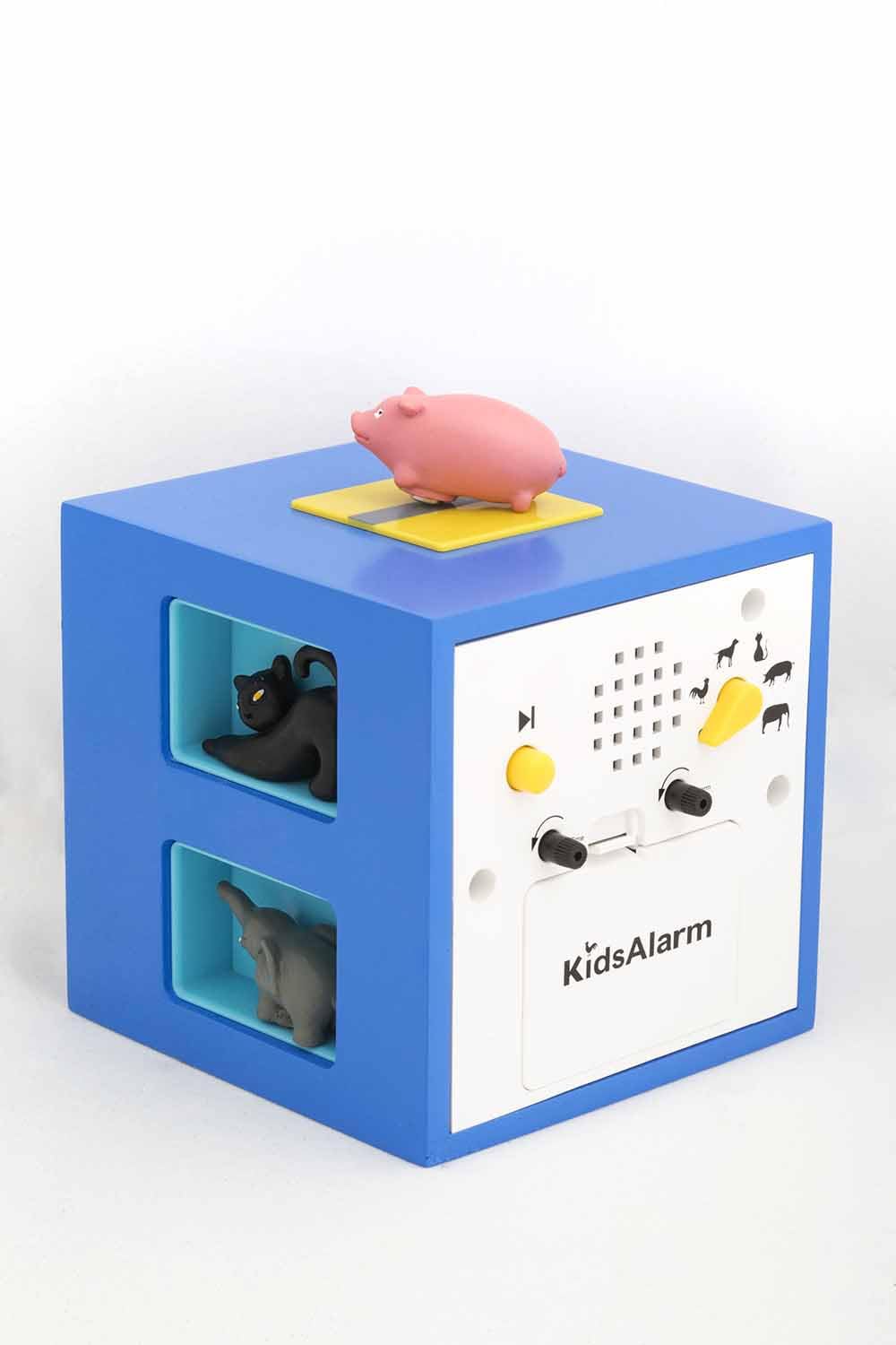 KOOKOO KidsAlarm Azul, Despertador para niños incluy 5 Animales de Granja con Les Sonidos, grabaciónes de la naturalez