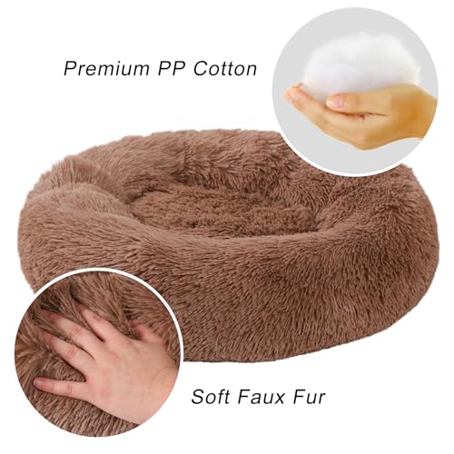 Small Dog Bed, Cat Beds for Indoor Cats, Calming Anti-Anxiety Donut Bed for Puppy and Kitten, Washable Round Fluffy Pet Bed for Small Dogs and Cats(Fits up to 15 lbs Pets) - Image 4