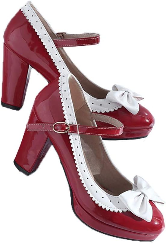 HILIB Woman's High Heel Lolita Shoes Cute Bowknot Mary Jane Shoes - Image 2